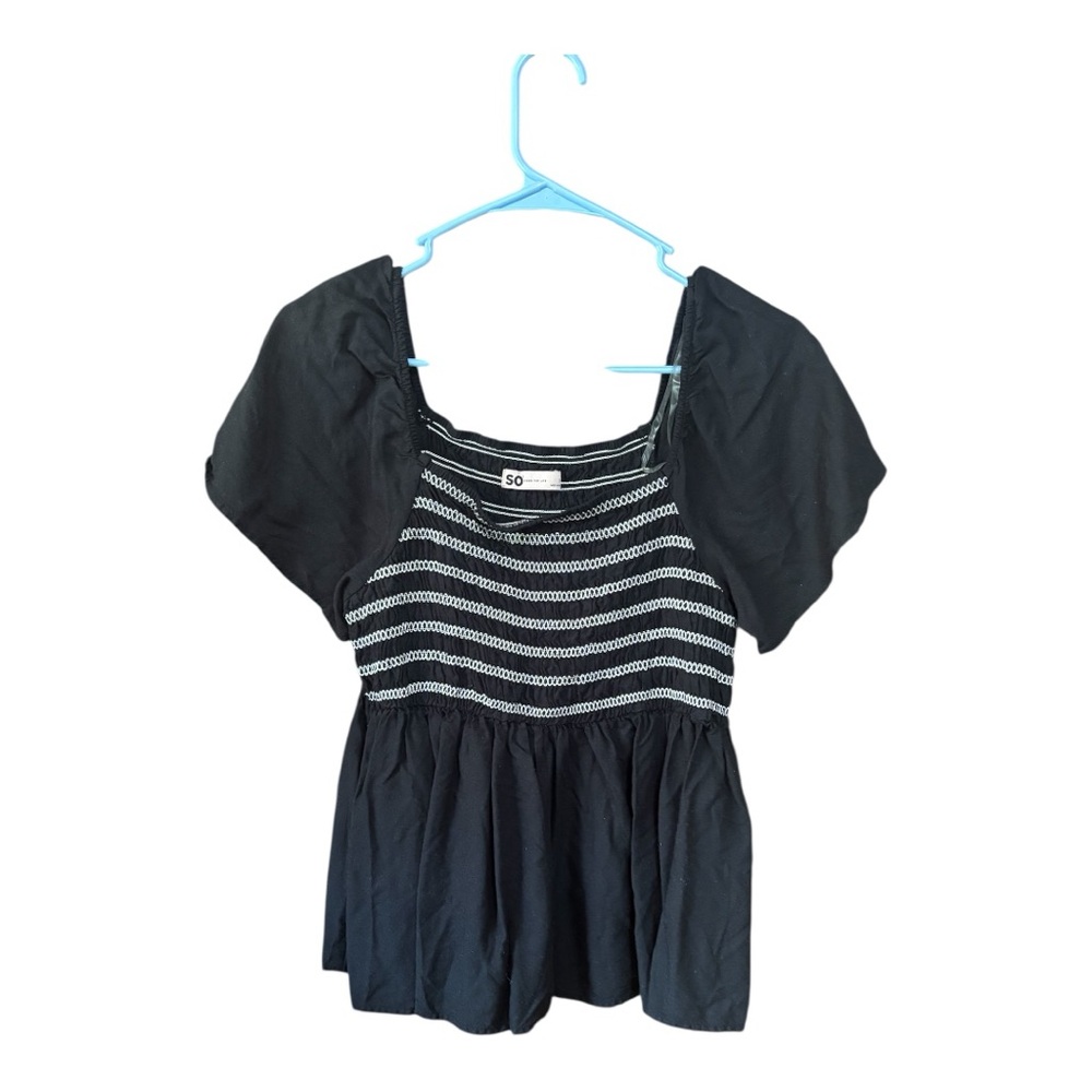 SO Black Top with White Stitching
